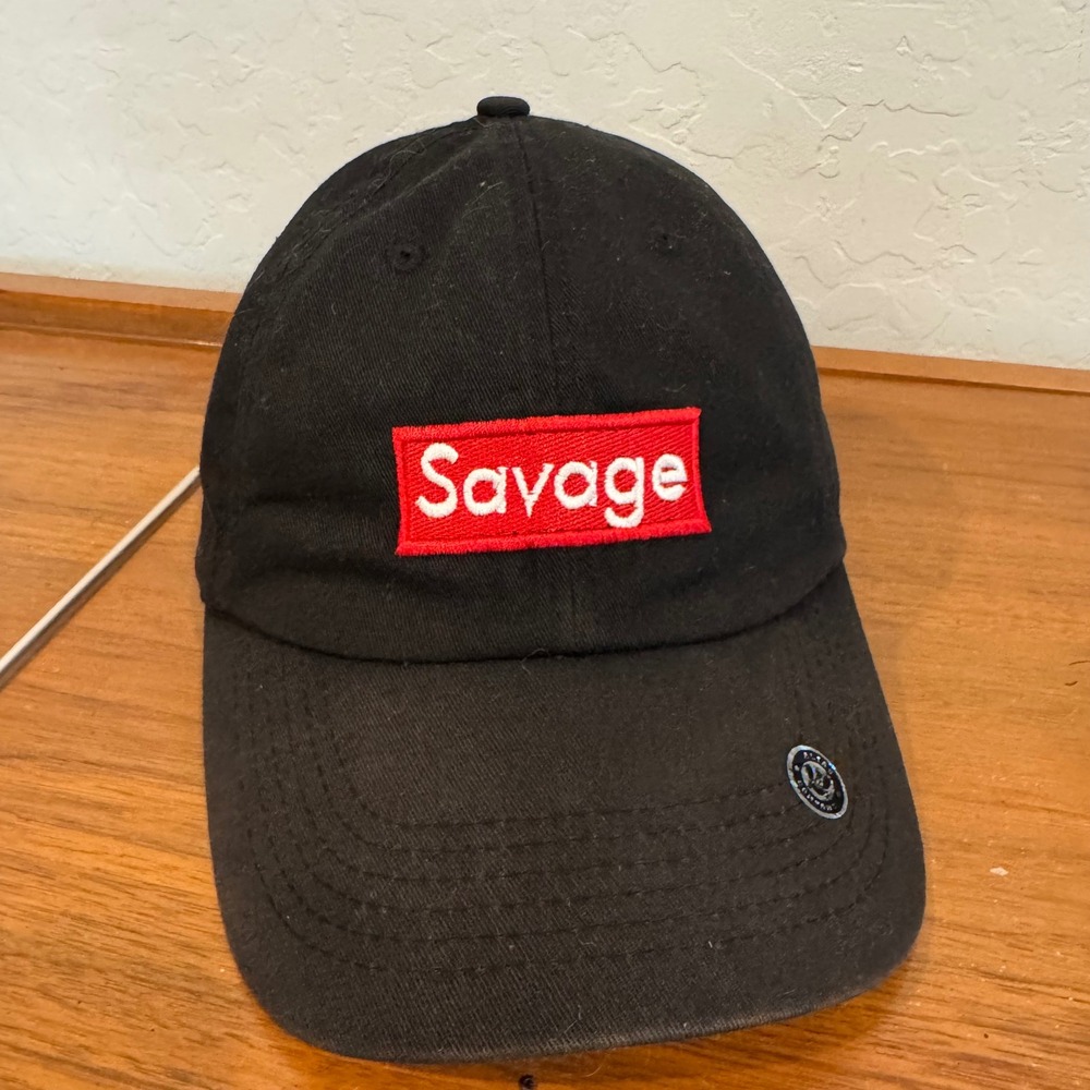 Alias Savage Box Logo Dad Hat Mens OSFM Black Excellent Adjustable Strapback Cap - Picture 2 of 9